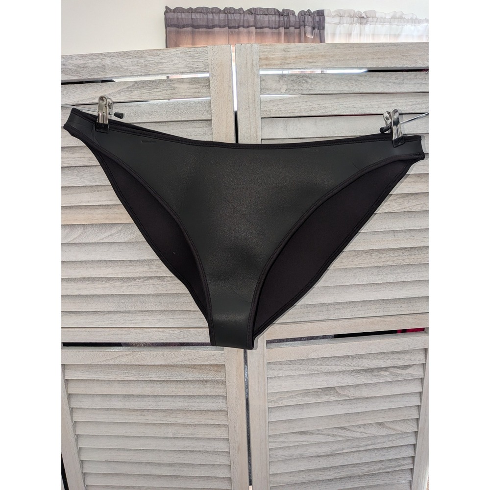 SKIMS Rubberized Scuba Swim Tanga Bikini Bottom Onyx Black 4X BB-TNG-3161 NWT
